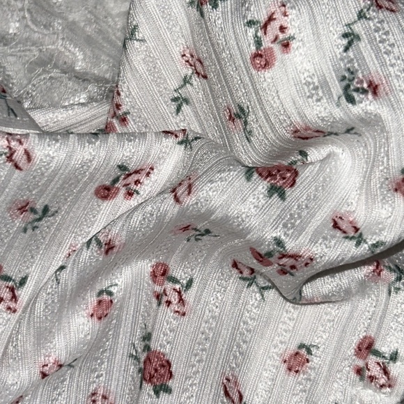 All Over Satin Rosebuds Floral Print Stretch Silky Smooth High Waist Thong Panty - Picture 3 of 13